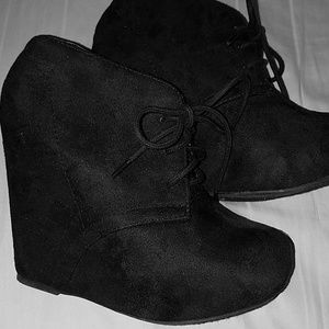 Black Wedge Booties